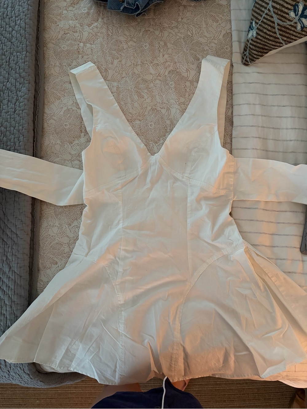 Free People White Deep V Fit-and-Flare Wedding Dress